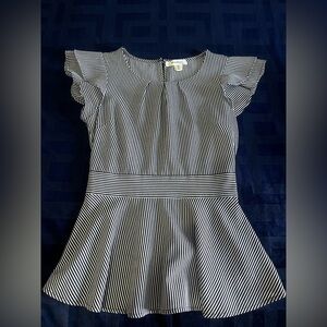 Monteau Black and White Striped Top